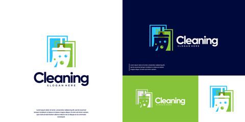 Abstract window cleaner logo, home maintenance, services, vector graphic design.