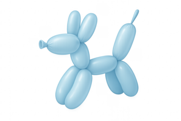 Light blue balloon dog twisting on transparent background