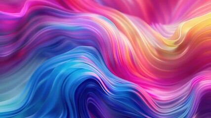 A vibrant abstract design featuring wavy shapes and colors