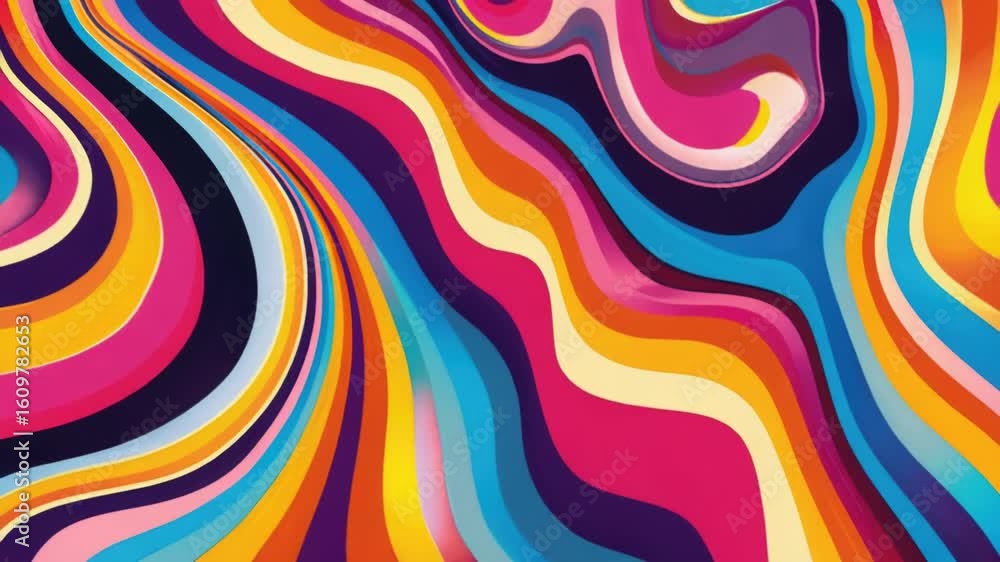 Poster a vibrant abstract artwork featuring wavy lines in various colors, perfect for use in design project