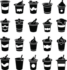 Obraz premium Editable Vector Ice Cream Icons – Black Silhouette Collection