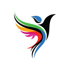 Vibrant Abstract Flowing Human Shape. Captivating artwork features an abstract person in a dance of brilliant shades. Conveys energy, diversity, and liberation for innovative projects.