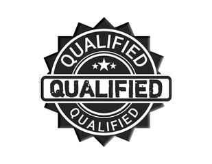 Qualified Black Badge Stamp – Certified Approval Icon Label Vector 
