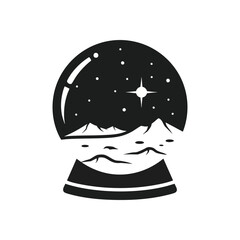 Starry Mountain World Globe. A celestial vision encased in a crystal sphere, revealing a tranquil firmament above rugged peaks. It signifies boundless dreams and hopeful aspirations.