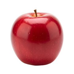 Vibrant red apple with a short stem, isolated on a clean white background.