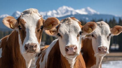 Cows mountain view closeup