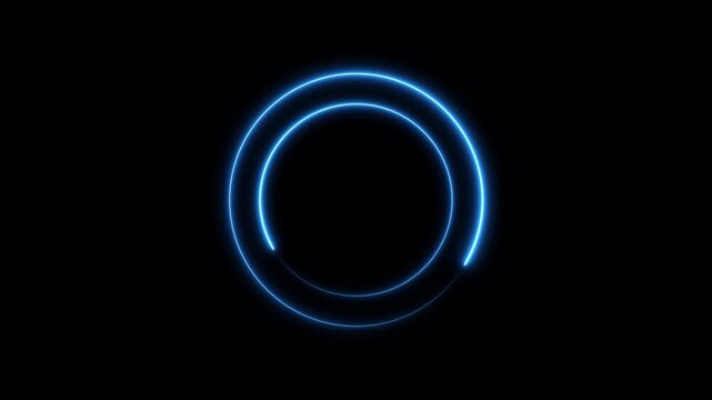Abstract blue glowing neon loading bar circle animated background 4k video.