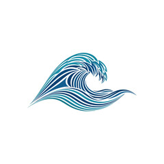 Dynamic Blue Ocean Wave. Showcases an elegant maritime swell rendered with flowing lines. This artistic rendering captures the inherent power and serene grace of moving water.