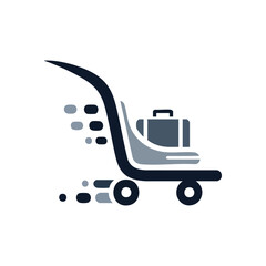 Swift Baggage Cart Icon. Efficient luggage delivery on a rapid moving trolley. Represents seamless travel and convenient service with a modern design.