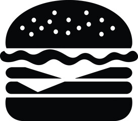 Silhouette vector illustration of a cheeseburger in solid black color 
