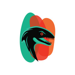 Fierce Primal Beast Modern Logo. Dynamic graphic featuring a formidable reptilian head. Its sharp features convey aggression, resilience, and untamed wildness. Ideal for gaming or branding.