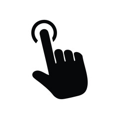 Touch Pointer Icon. This minimalist graphic depicts a cursor initiating contact, symbolizing digital engagement and selection. Ideal for technology and user interface designs.