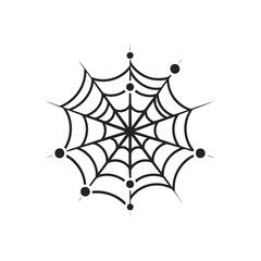 Elegant Minimalist Spiderweb Illustration. Stylized cobweb graphic on a dark background. This clean arachnid silk design evokes mystery, interconnectedness, and nature's delicate traps.