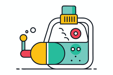 Whimsical Submarine Illustration with Vibrant Colors and Playful Design, Ideal for Children's Content and Creative Projects, with unique geometric shapes