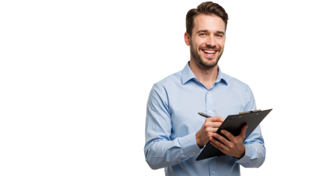 Professional with Clipboard: Organized, Friendly, and Ready for Action - Powered by Adobe