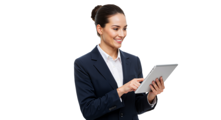 Confident Professional with Tablet: Modern, Approachable, and Tech-Savvy