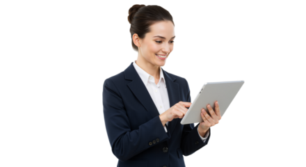 Confident Professional with Tablet: Modern, Approachable, and Tech-Savvy