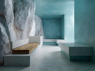 A minimalist spa with natural stone