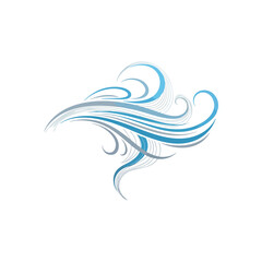 Fototapeta premium Fluid Blue Wave Abstract Art. Graceful oceanic currents with sweeping lines and elegant curves. Evokes purity, motion, and tranquility. Dynamic water representation.