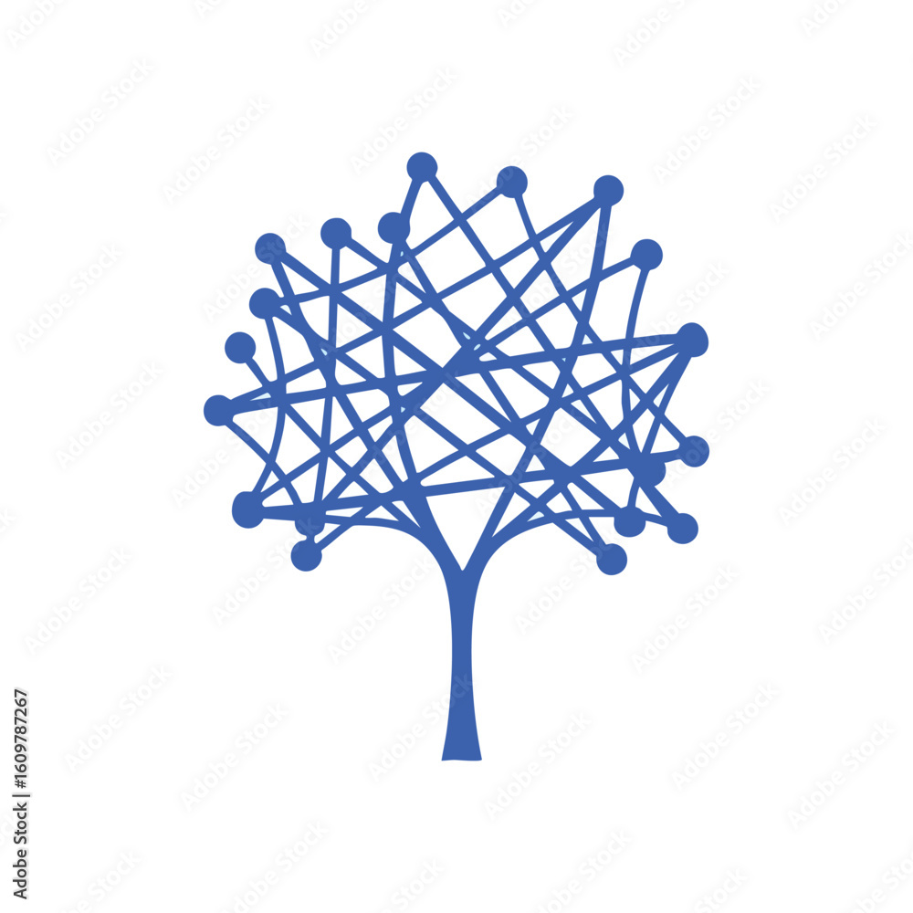 Aufkleber ai neural tree growth icon. vibrant blue network structure visualizes data connections. it signifies