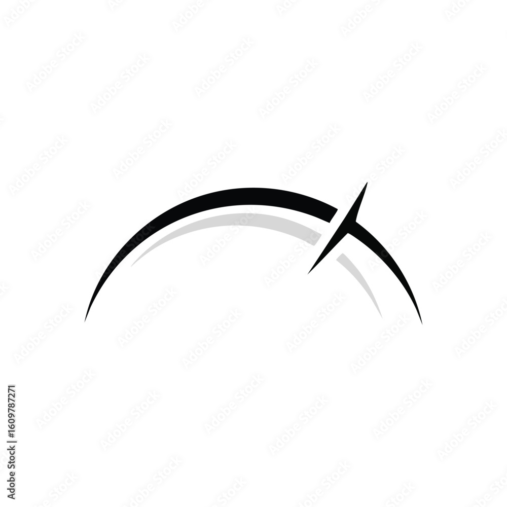 Poster abstract white arc on dark. a luminous geometric form arcs gracefully against a dark background. thi