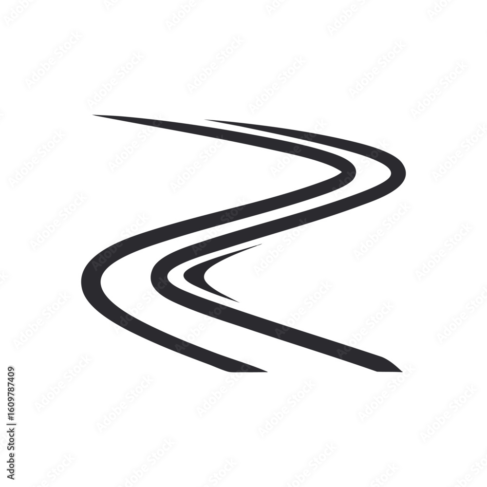 Poster sleek curved path design. a contemporary graphic showcases subtle undulating lines on a deep backgro