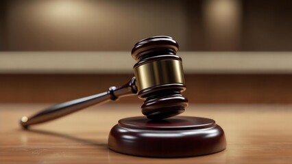 Wooden gavel resting on a table
