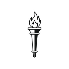 Classic Torch Symbol of Light. A striking white beacon on a black backdrop, signifying inspiration, triumph, and the pursuit of wisdom. Its radiant glow represents progress.