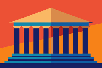 vector illustration of a greek temple