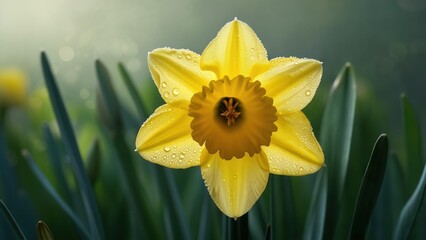 Yellow daffodil in morning light