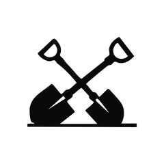 Alpine Ascent Journey Emblem. Minimalist design featuring crossed implements over a mountainous backdrop. It embodies challenging endeavors, outdoor pursuits, and the spirit of exploration.