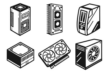 Computer Hardware Components Collection Isometric Icons.