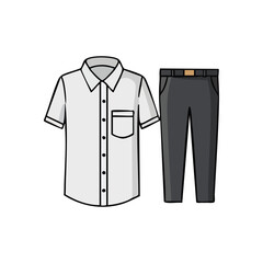 Professional Business Attire. Crisp white shirt with modern grey trousers, an icon of corporate dress. Represents professionalism, uniformity, and everyday office style.