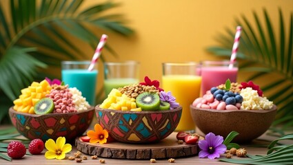 Colorful Cupcakes with Tropical Leaves and Flowers &ndash; Dessert Party Vibes
