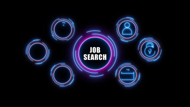 Internet, business, Technology and network concept.Job Search human resources recruitment career. Virtual button.