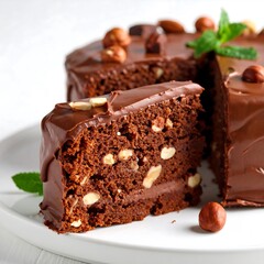 Chocolate cake with nuts