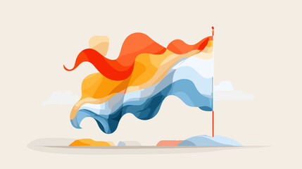 Waving flag in abstract style with orange and blue colors  