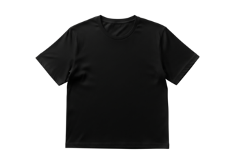 A classic black v-neck short-sleeve t-shirt isolated on a clean white background. This blank apparel is a perfect template for design mockups.