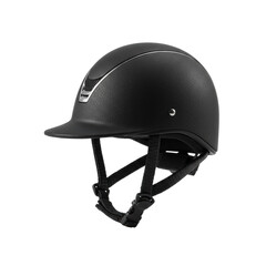 Fototapeta premium A miniature, intricately detailed riding helmet, equestrian style, presented as a standalone object on a transparent background with bright studio lighting and no shadows, commercial product