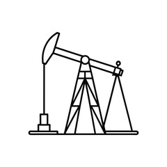 Oil well pump line art vector illustration