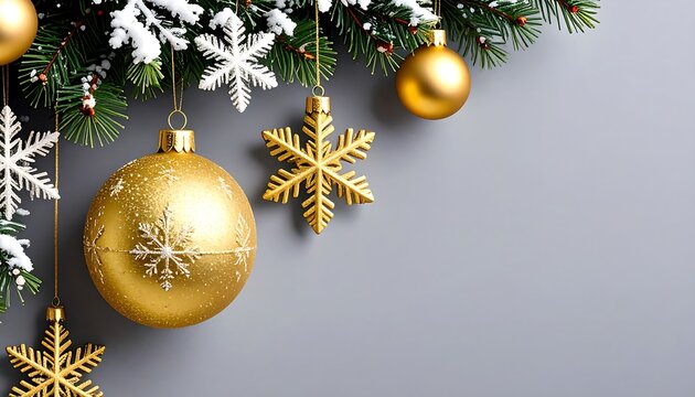 Christmas decorations on a grey background