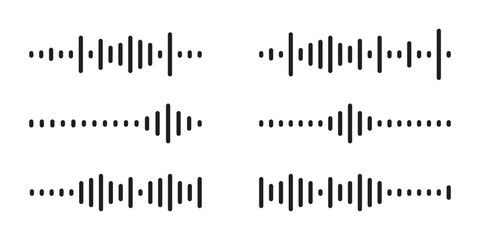 Abstract Sound Waveforms: Modern Minimalist Audio Visualizer Graphics Set Vector.