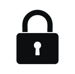 Black padlock with keyhole security protection