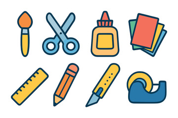 Creative Project Tools. Flat vector mini-illustrations Planning a creative or DIY project for fun and personal