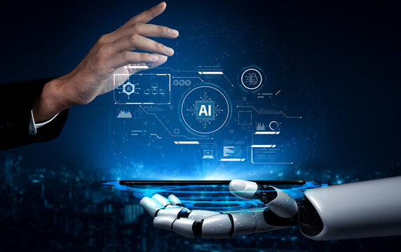 AI system interacting with artificial intelligence interface, processing data, executing algorithms, and enhancing automation with advanced artificial intelligence functions. Vouch