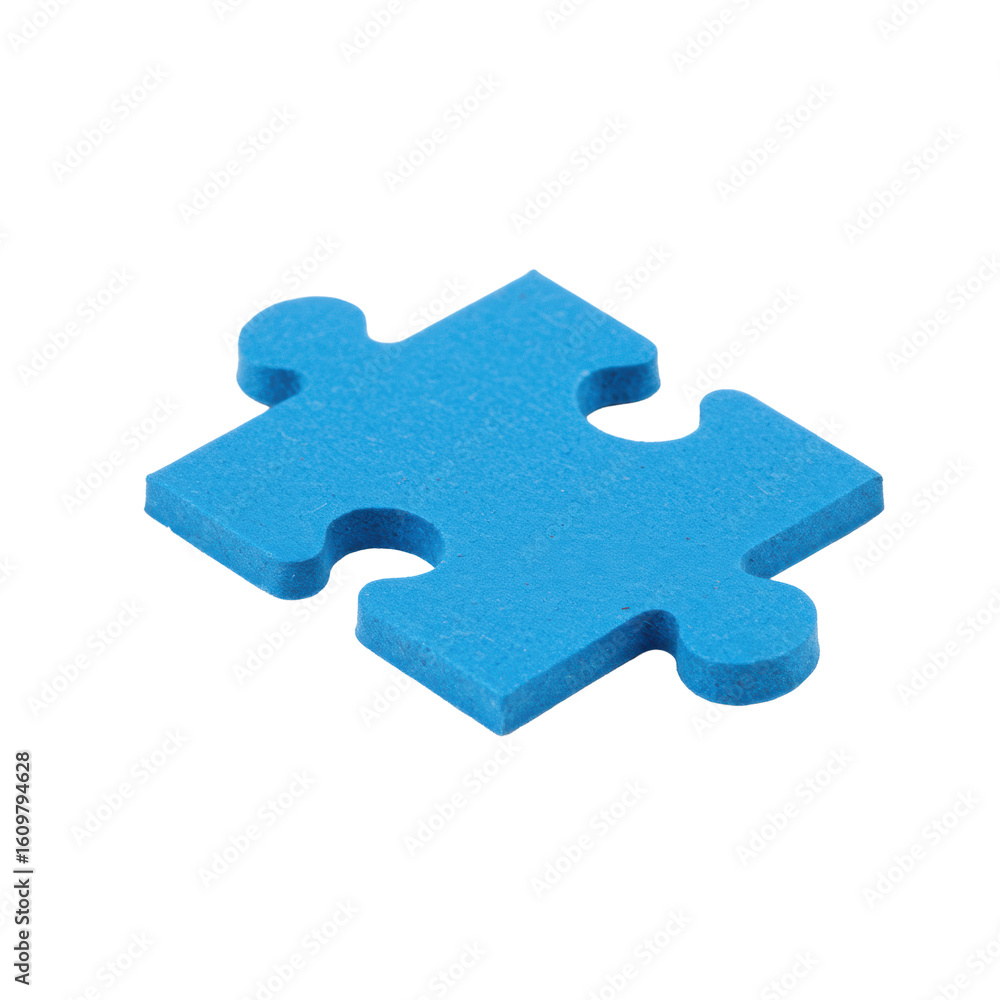 Aufkleber single vibrant blue matte cardboard corner jigsaw puzzle piece with straight edges & interlocking ta
