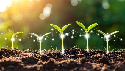 Seedling Growth Stages with Network Connection in Soil