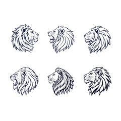 Lion head icon set vector, Adobe Illustrator Artwork