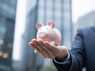 Man with briefcase in city