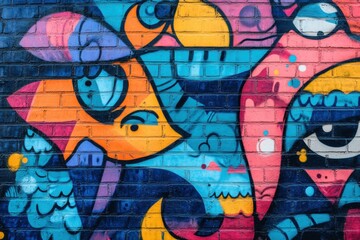 Obraz premium Vibrant graffiti with curved shapes and colors